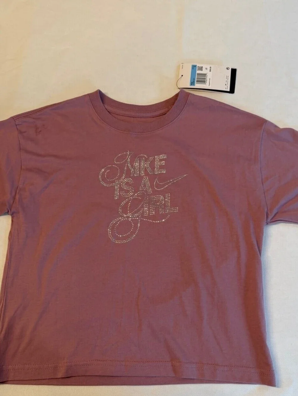 Nike Kids Make USA Girl Rhinestone Graphic Tee Medium Purple NWT HF5986-523 M